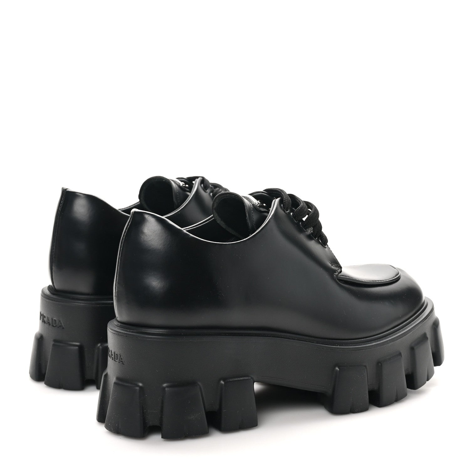 Prada Spazzolato Rois Sfumato Monolith 55mm Derby Loafers 37 Black Argento 5 of 9