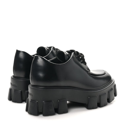Prada Spazzolato Rois Sfumato Monolith 55mm Derby Loafers 37 Black Argento 5 of 9