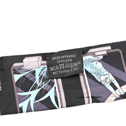 Hermes Silk Story Twilly Black Rose Gris 3 of 4