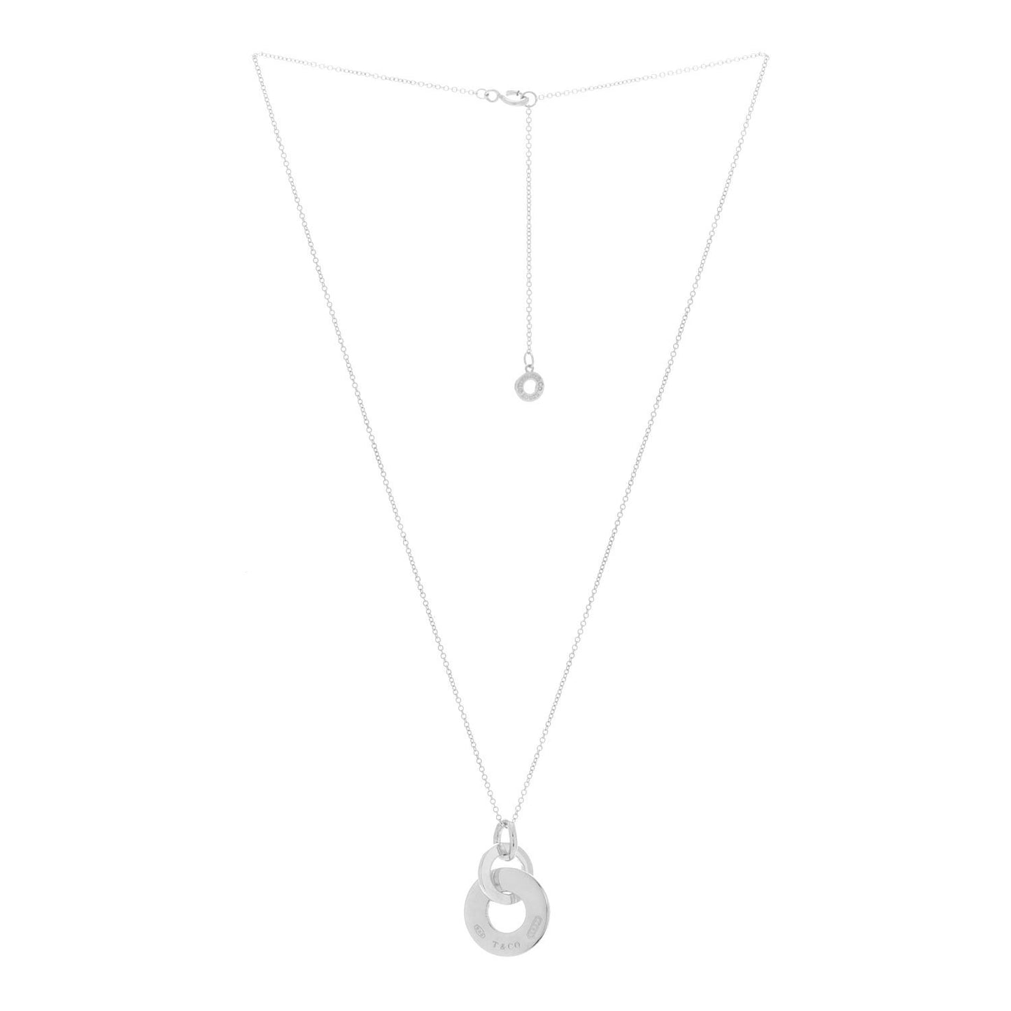 Sterling Silver 1837 Double Interlocking Drop Pendant Necklace