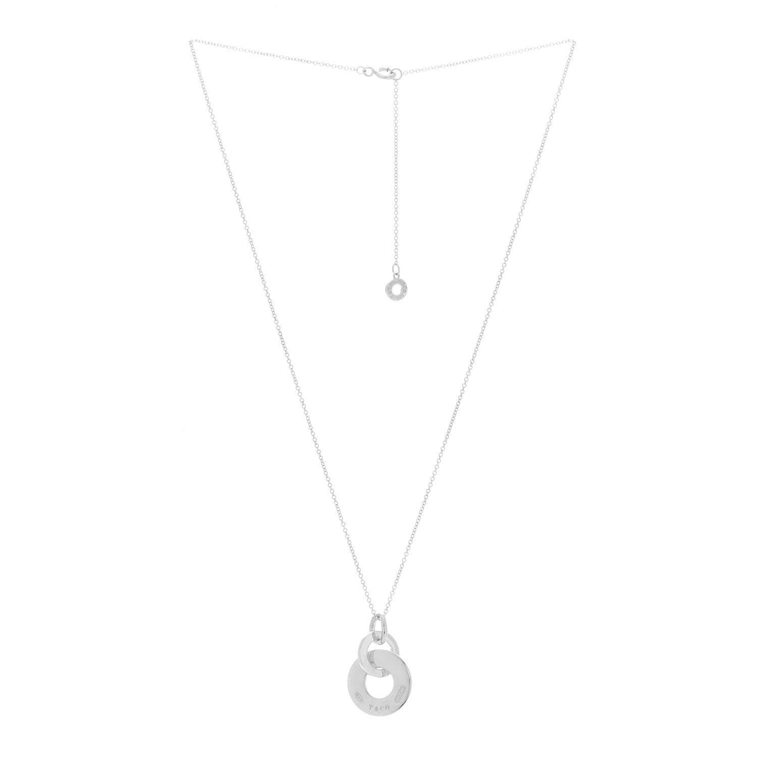 Tiffany Sterling Silver 1837 Double Interlocking Drop Pendant Necklace 3 of 7