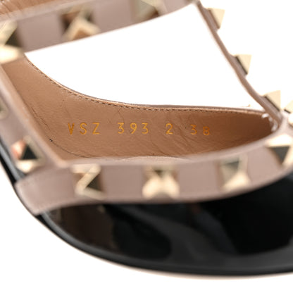 Valentino Garavani Patent Nappa Rockstud Ankle Strap 100mm Pumps 38 Black Poudre 8 of 17