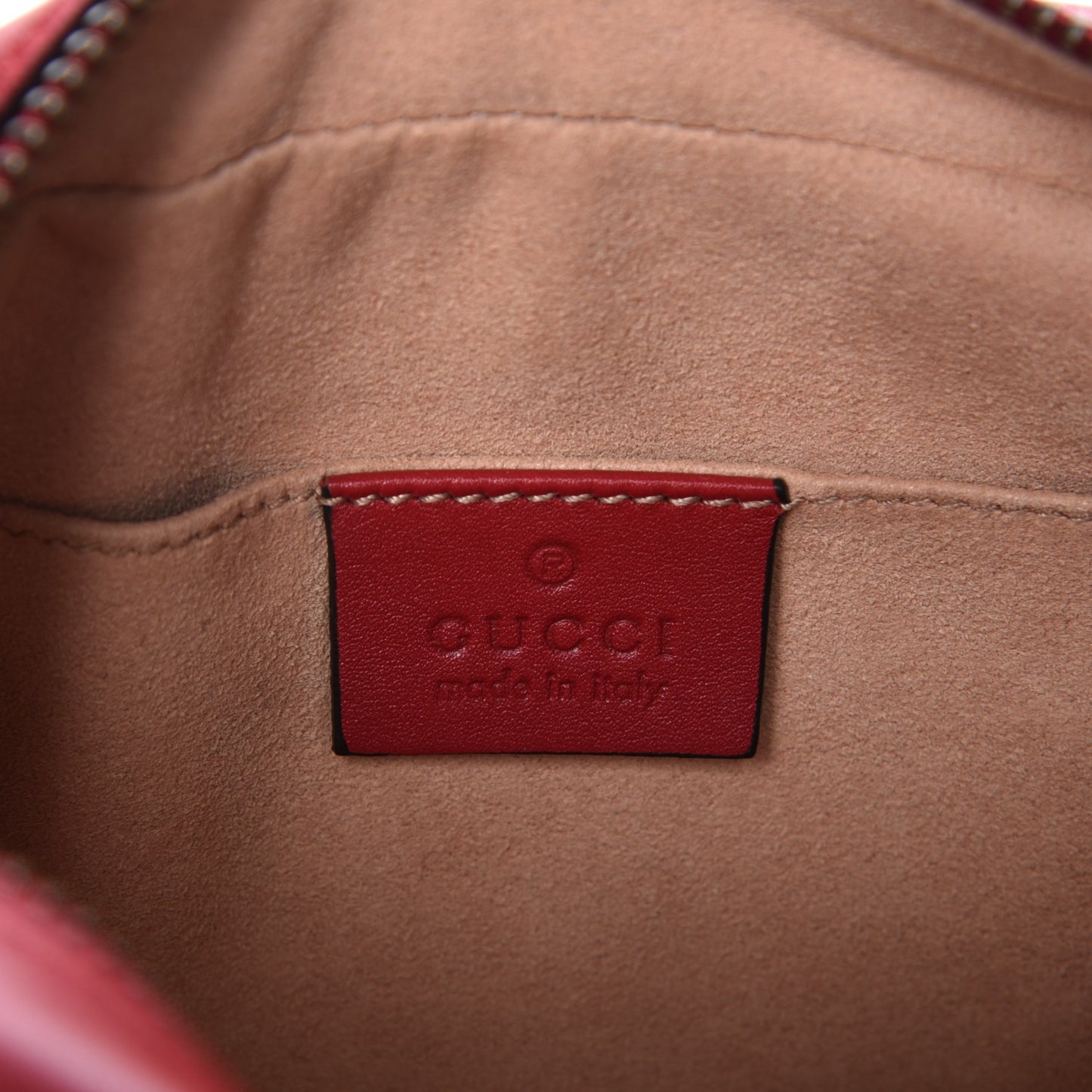 Calfskin Matelasse Mini GG Marmont Wrist Wallet Hibiscus Red