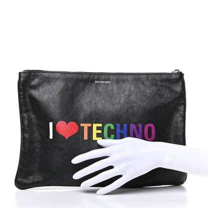Balenciaga Lambskin Supermarket I Love Techno Pouch Black 2 of 7