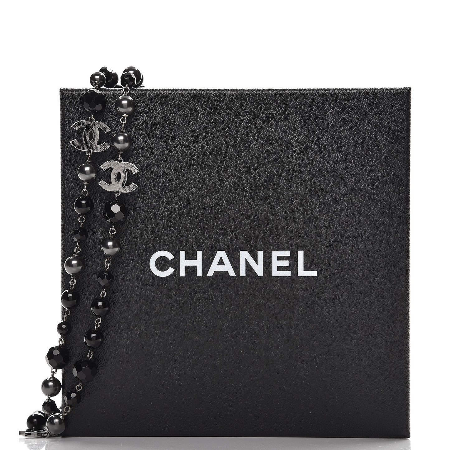Ruthenium Beaded CC Long Necklace Black