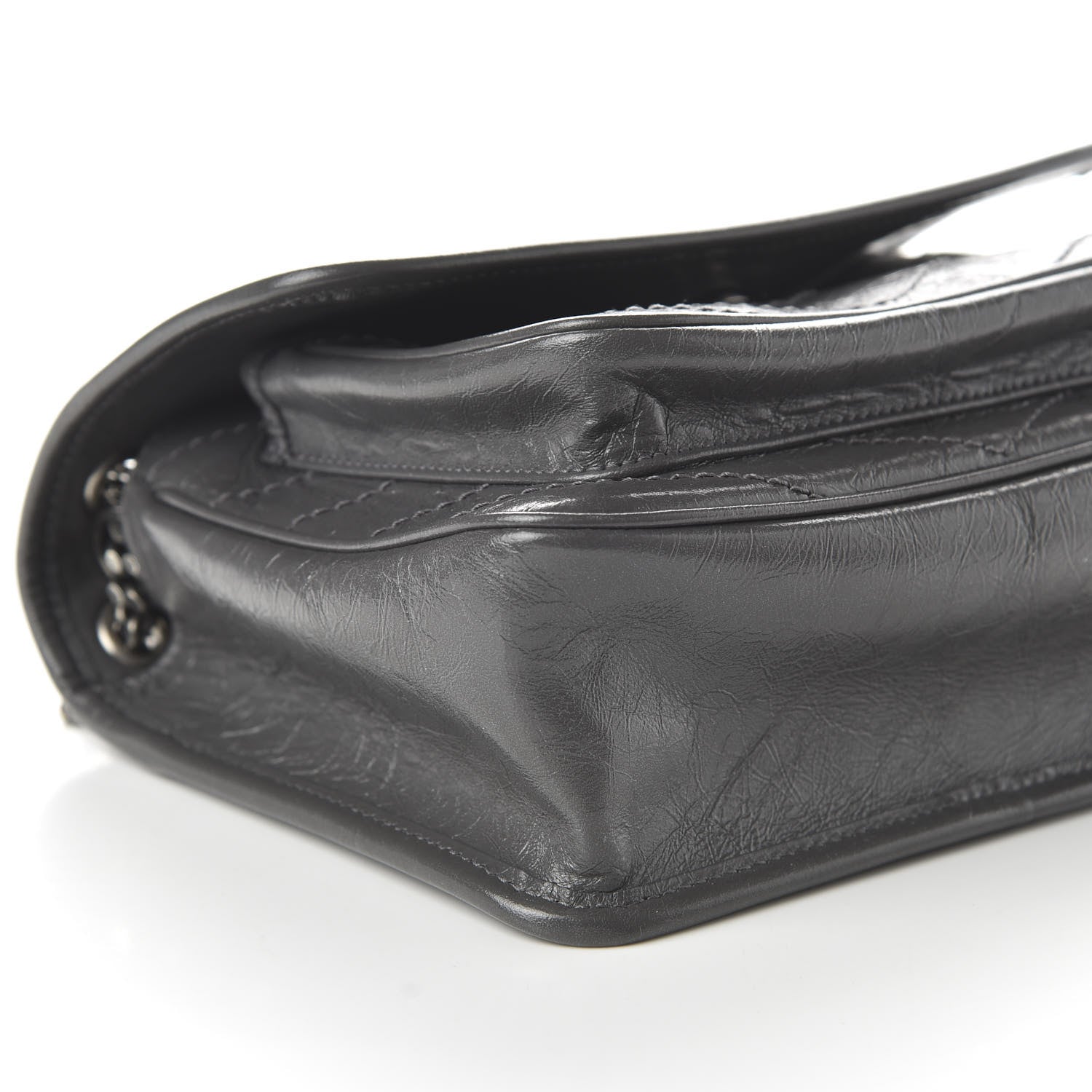 Saint Laurent Crinkled Calfskin Matelasse Monogram Baby Niki Chain Satchel Storm 6 of 10