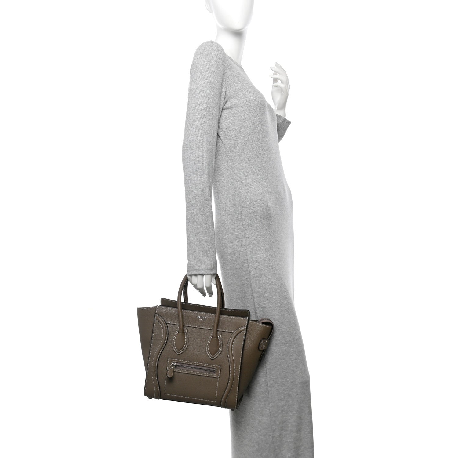 Celine Drummed Calfskin Micro Luggage Souris 2 of 9