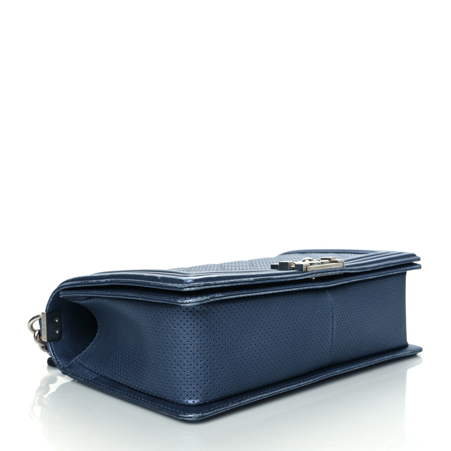 Perforated Lambskin Quilted New Medium Boy Flap Blue