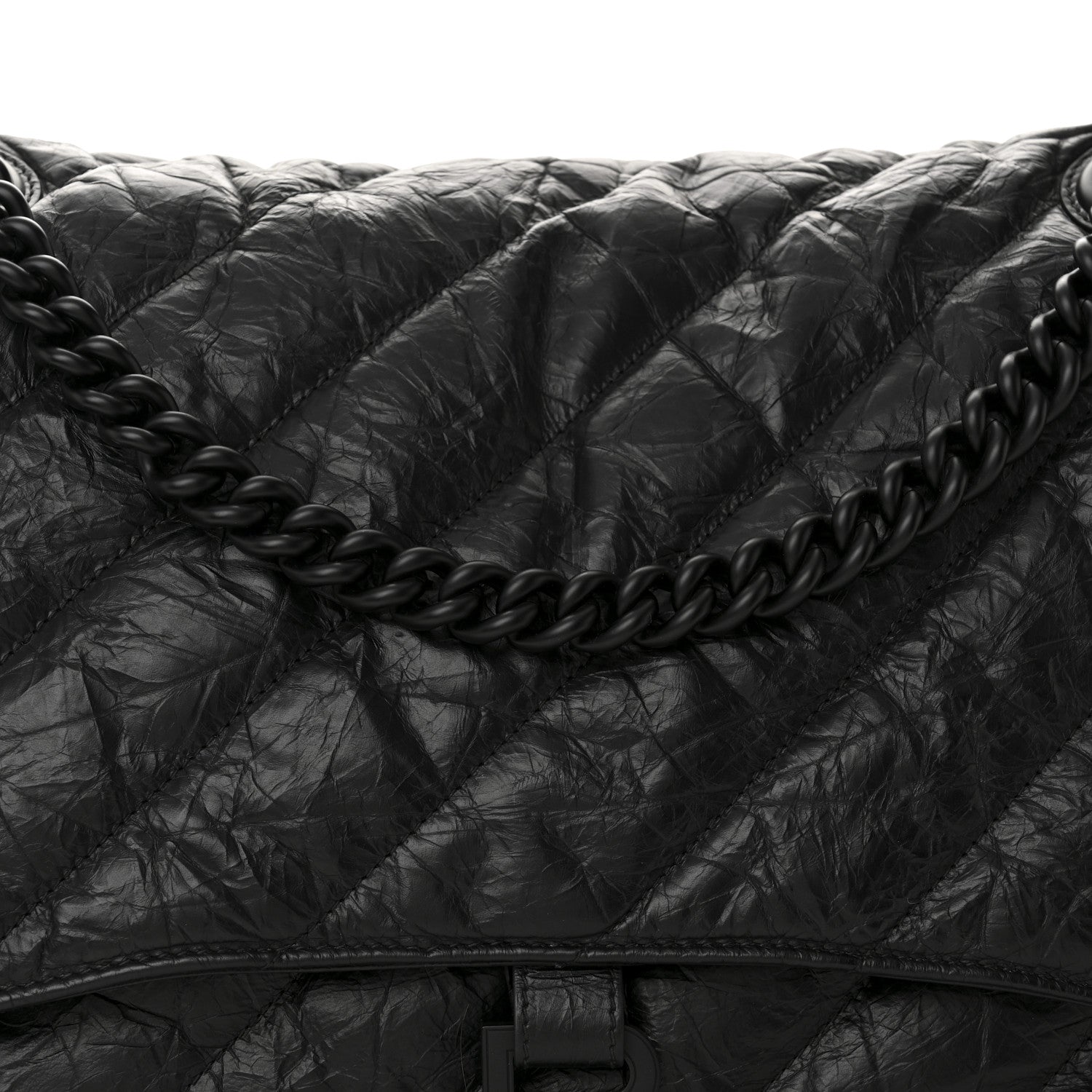 Balenciaga Crushed Calfskin Quilted Matte Black Hardware Large Crush Chain Bag Black 22 of 31