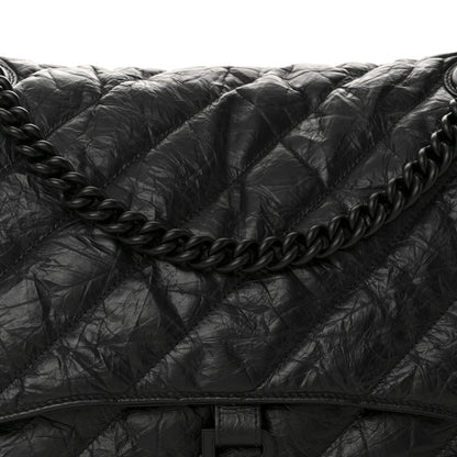 Balenciaga Crushed Calfskin Quilted Matte Black Hardware Large Crush Chain Bag Black 22 of 31