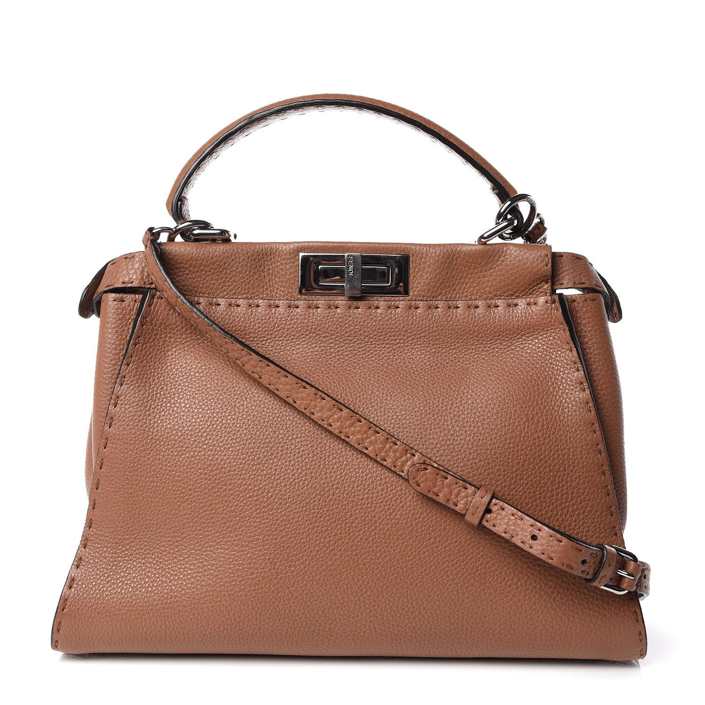 Cuoio Romano Selleria Bi-Color Medium Peekaboo Iconic Satchel Mou Deserto