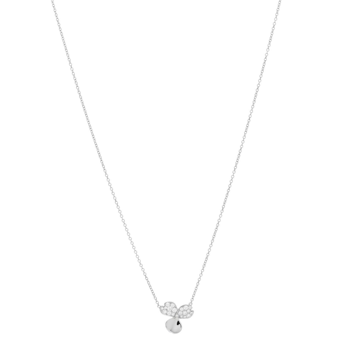 Platinum Diamond .17ctw Small Paper Flowers Pendant Necklace