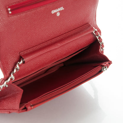 Chanel Caviar Quilted Wallet On Chain WOC Red 5 of 8