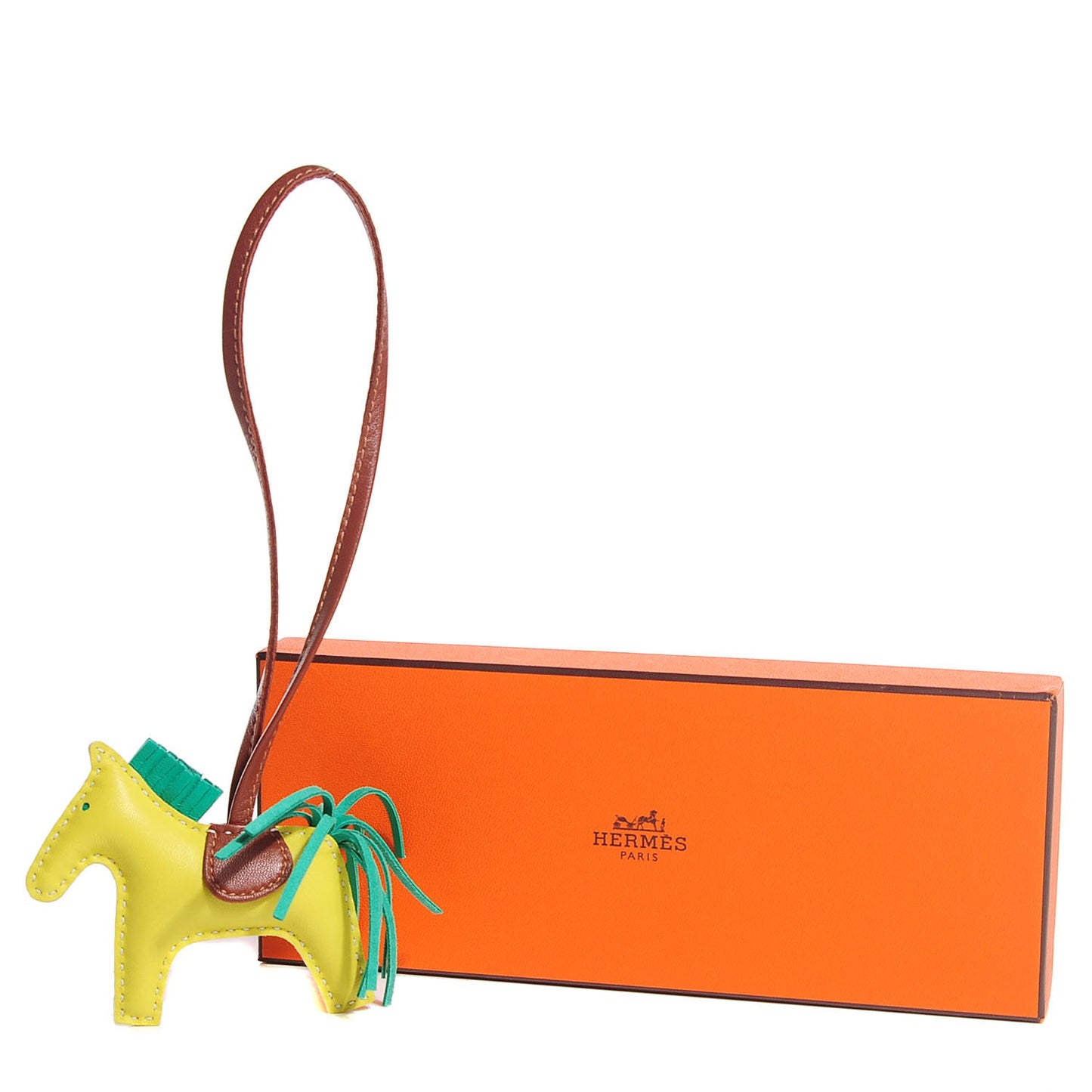 Milo Lambskin Grigri Rodeo Horse Bag Charm PM Lime Menthe Fauve