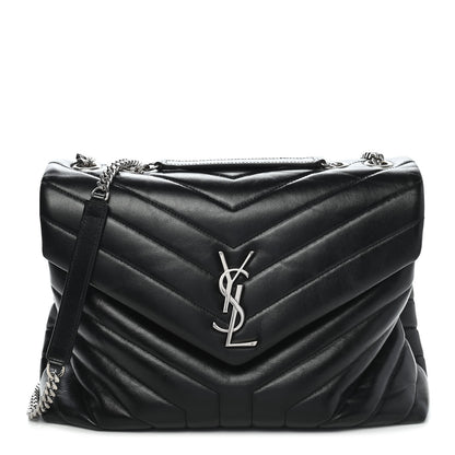 Saint Laurent Calfskin Y Quilted Monogram Medium Loulou Chain Satchel Black 1 of 10