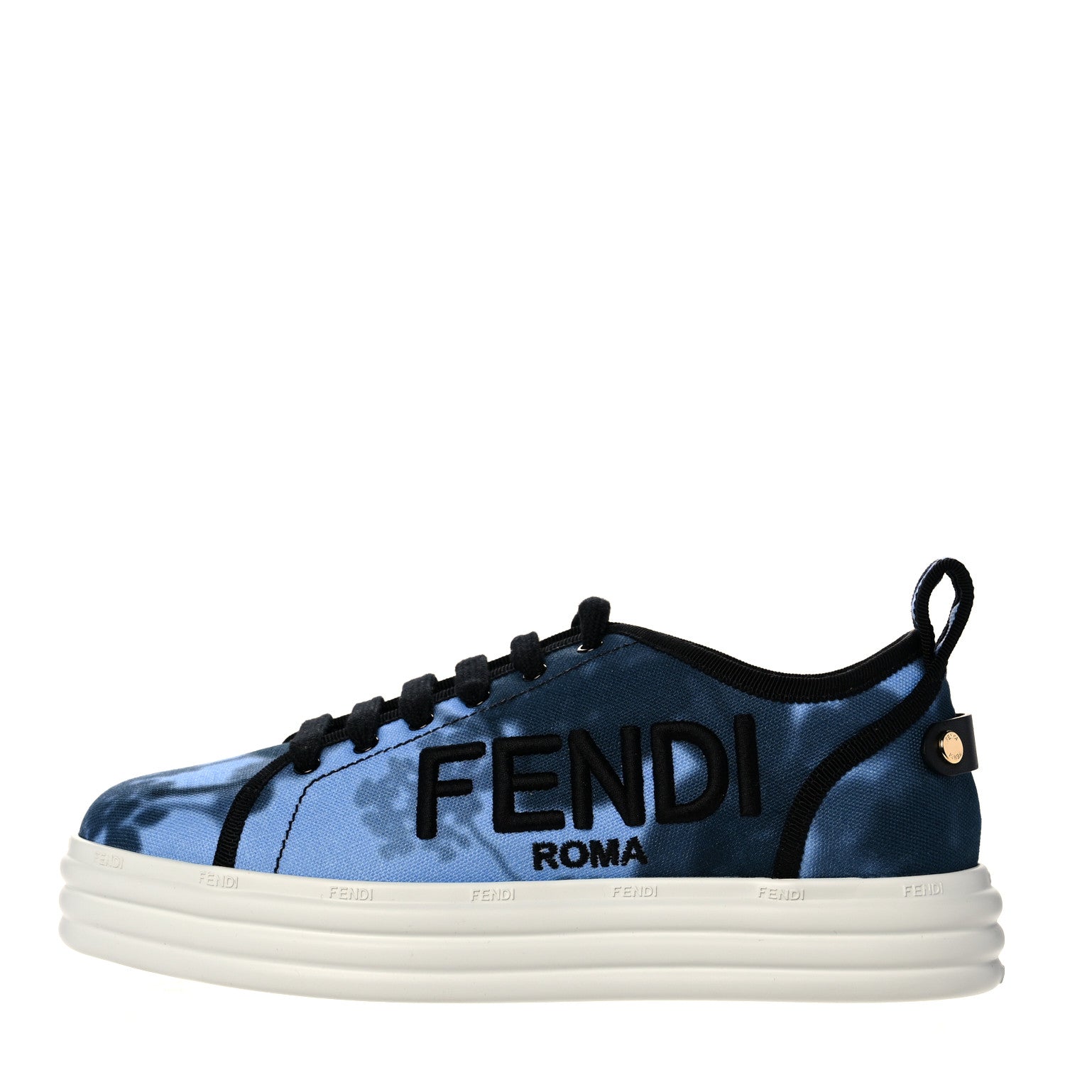 Fendi Canvas Floral Print Logo Sneakers 36.5 Sagittarius Black 1 of 8