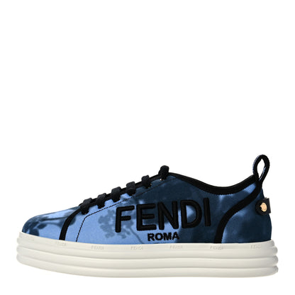Fendi Canvas Floral Print Logo Sneakers 36.5 Sagittarius Black 1 of 8
