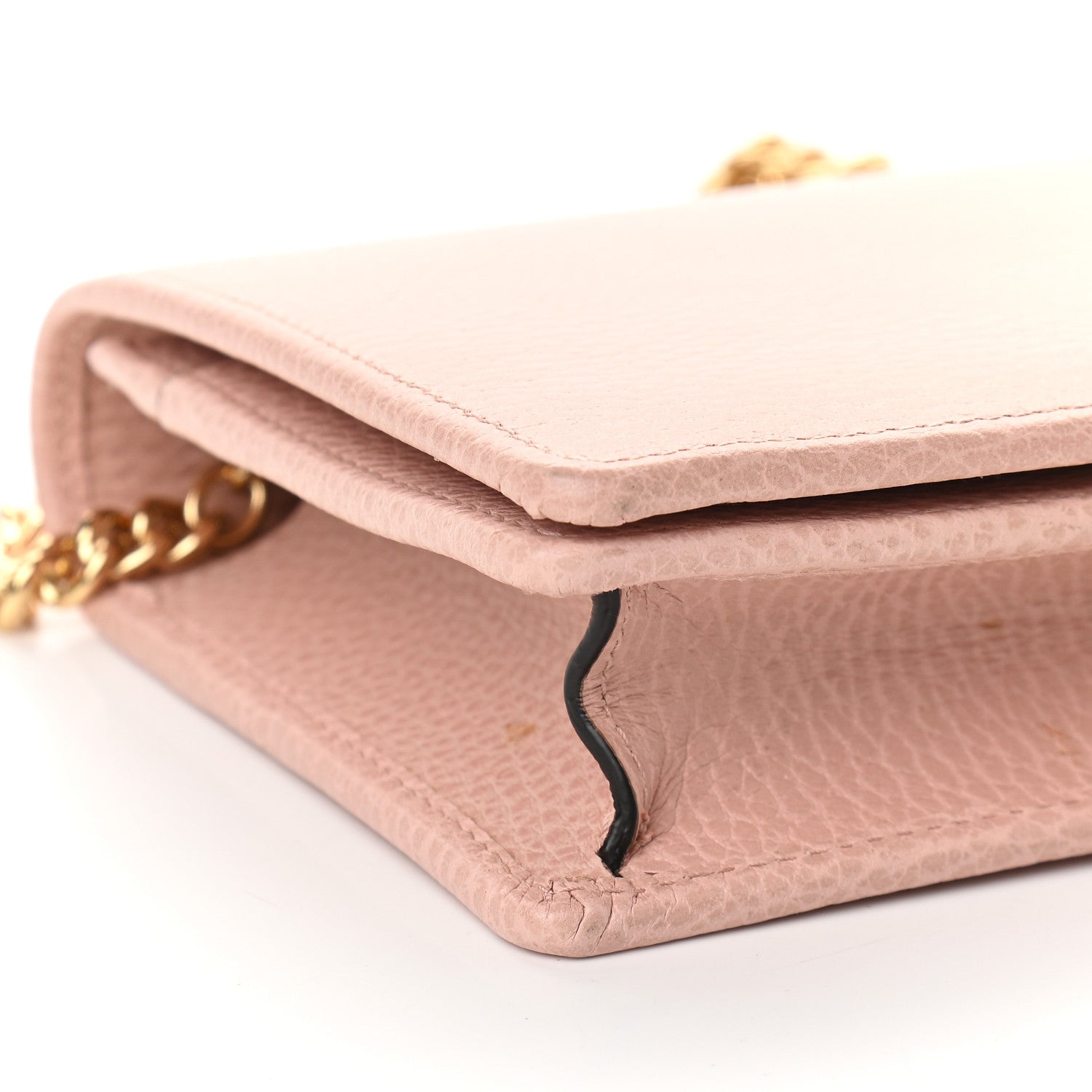 Gucci Dollar Calfskin Mini GG Marmont Chain Wallet Perfect Pink 7 of 9