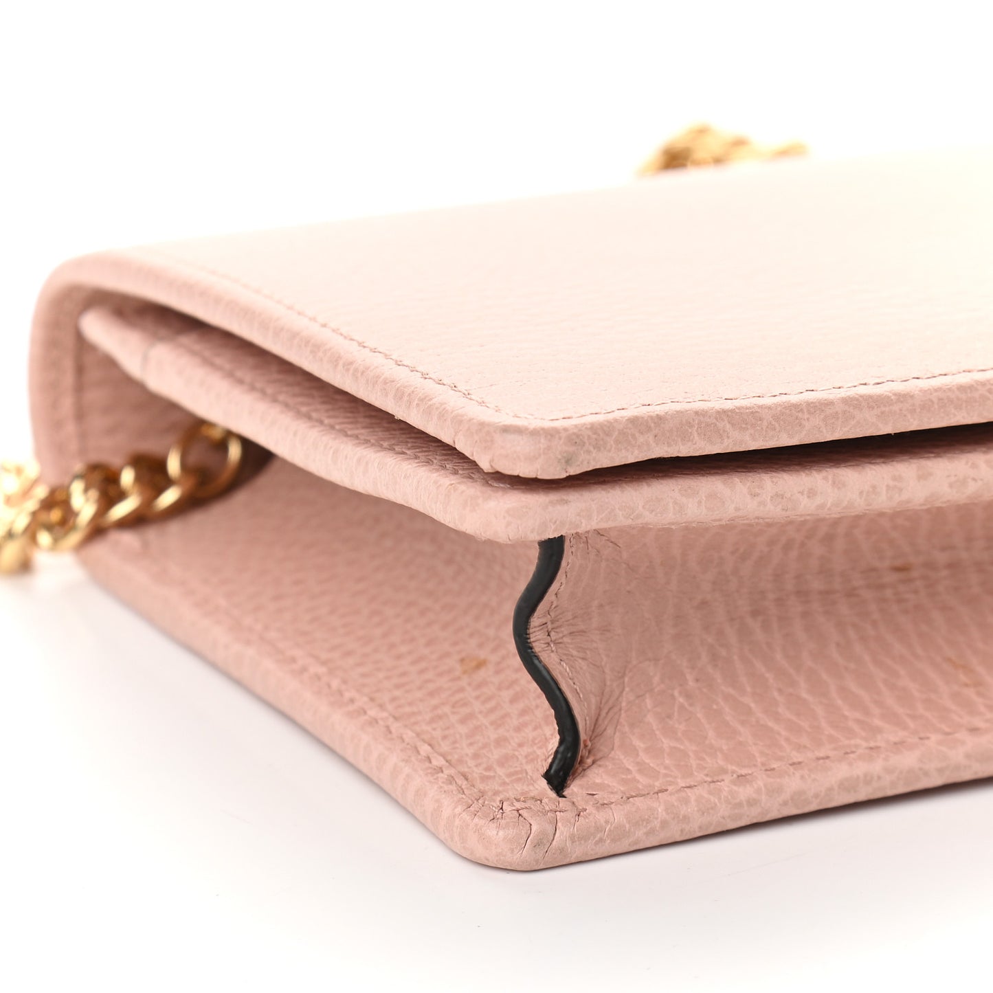 Dollar Calfskin Mini GG Marmont Chain Wallet Perfect Pink