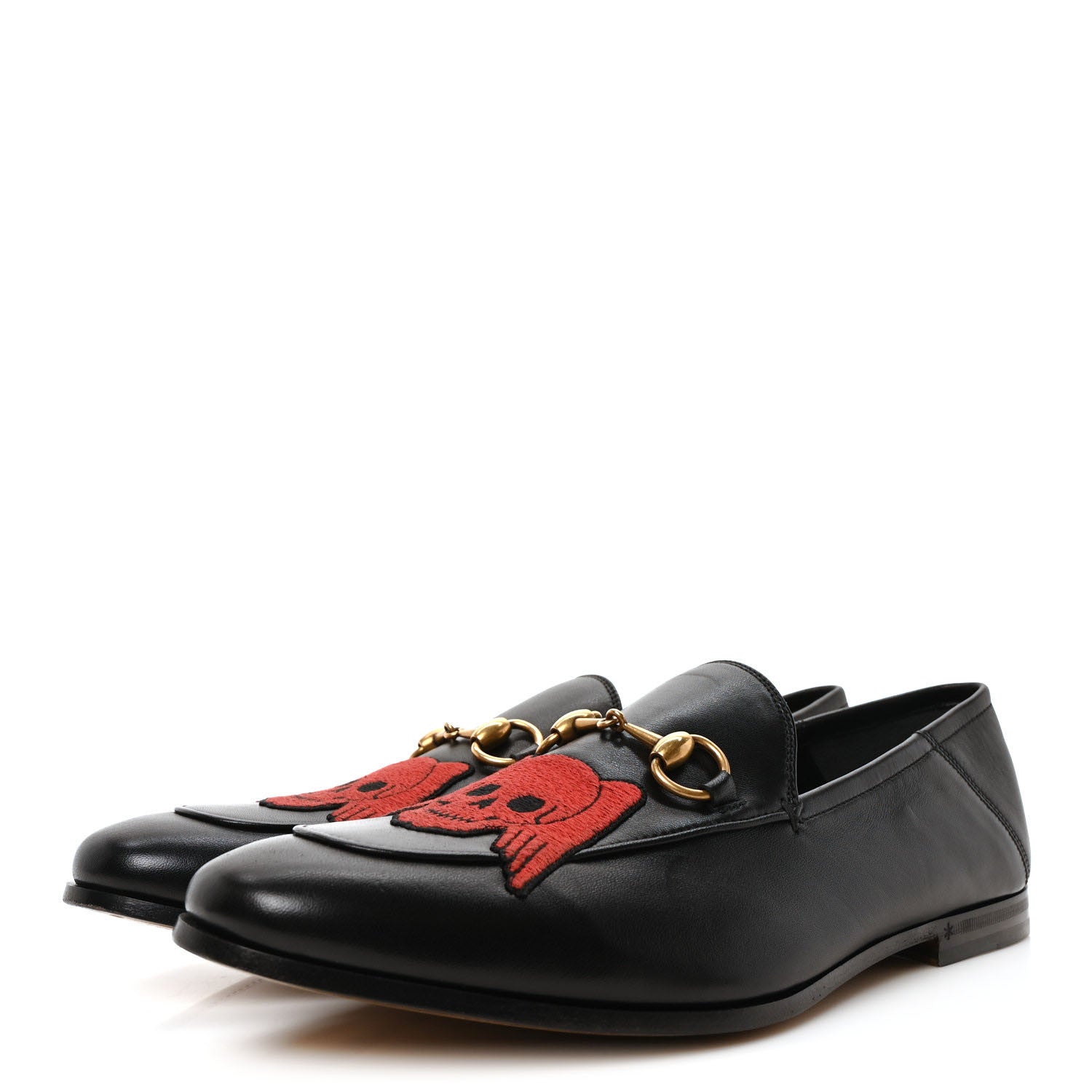 Gucci Lambskin Skull Embroidered Mens Brixton Horsebit Loafers 8.5 Black 4 of 10