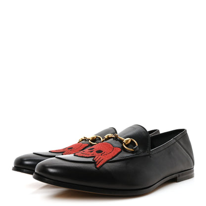 Gucci Lambskin Skull Embroidered Mens Brixton Horsebit Loafers 8.5 Black 4 of 10