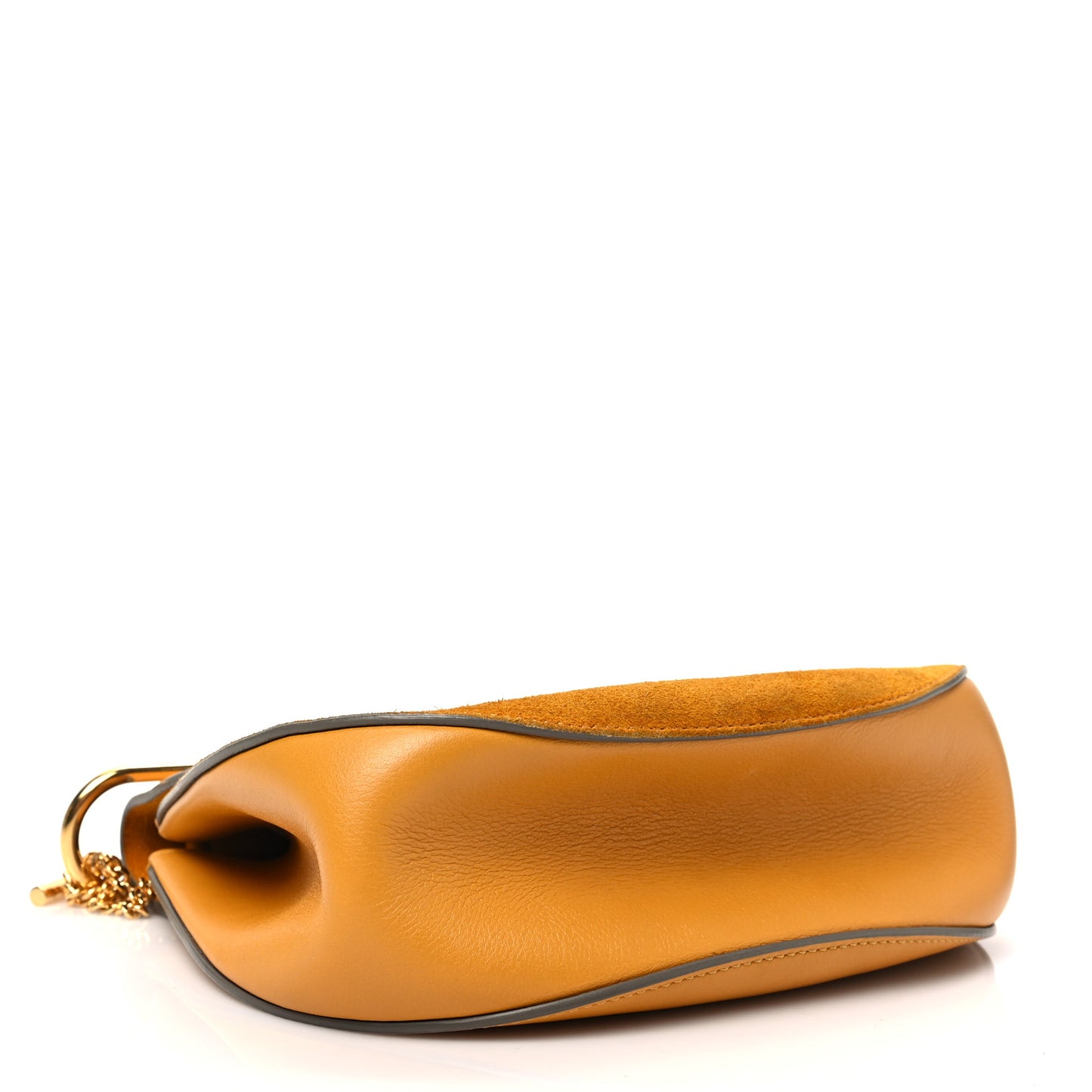 Suede Smooth Calfskin Small Drew Shoulder Bag Dark Ochre