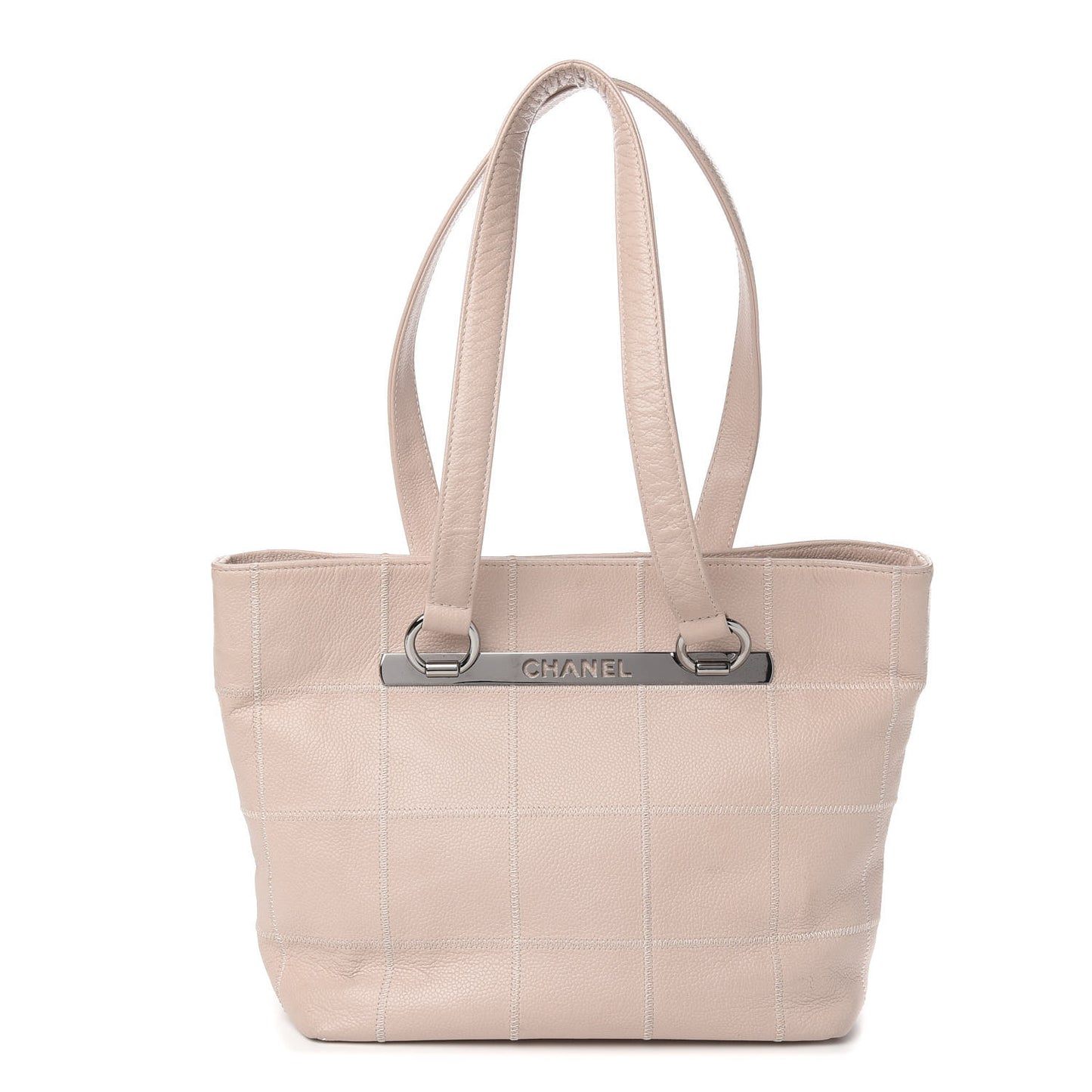 Caviar Square Stitched Tote Light Pink