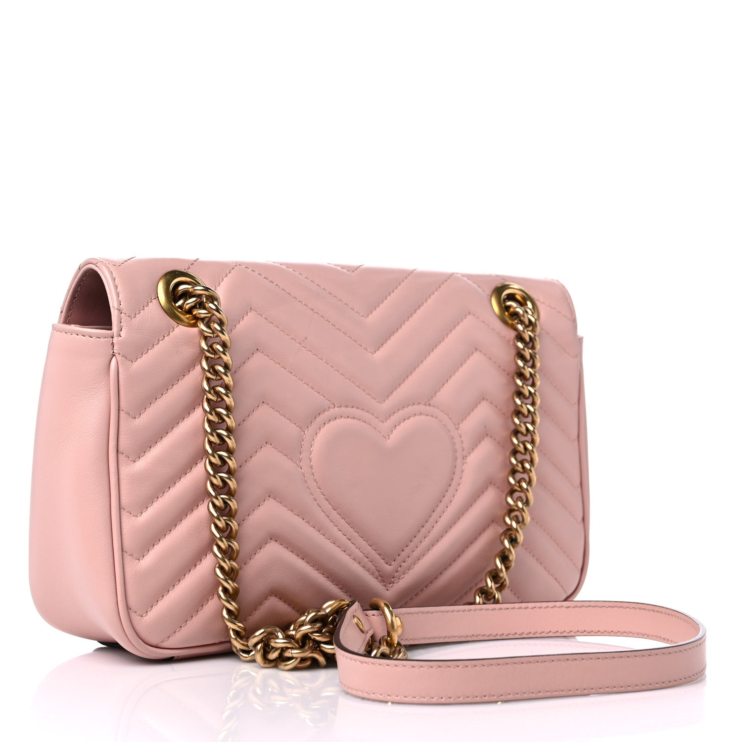 Gucci Calfskin Matelasse Small GG Marmont Shoulder Bag Perfect Pink 3 of 13