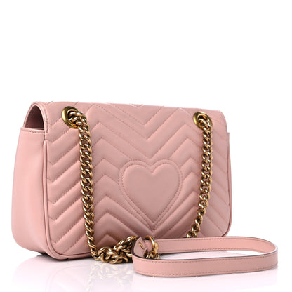 Gucci Calfskin Matelasse Small GG Marmont Shoulder Bag Perfect Pink 3 of 13