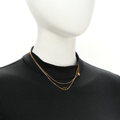 Christian Dior Metal Crystal Petit CD Double Necklace Gold 2 of 6