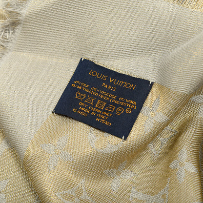 Louis Vuitton Silk Lurex Wool Monogram Shine Shawl Greige 3 of 3