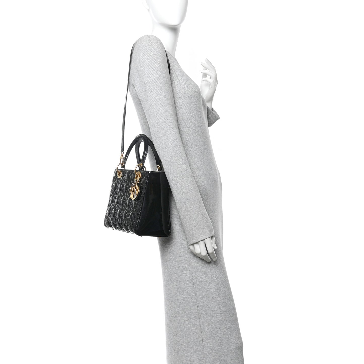 Patent Cannage Medium Lady Dior Black
