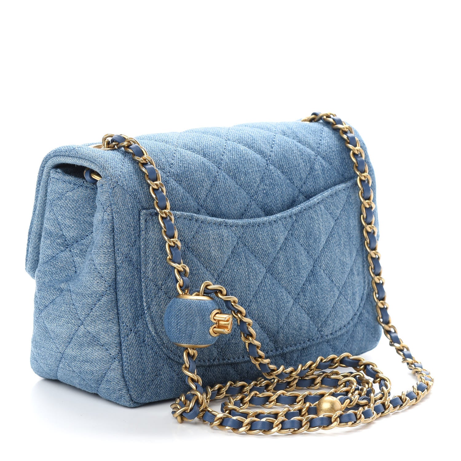 Chanel Denim Quilted Mini Pearl Crush Flap Blue 3 of 9