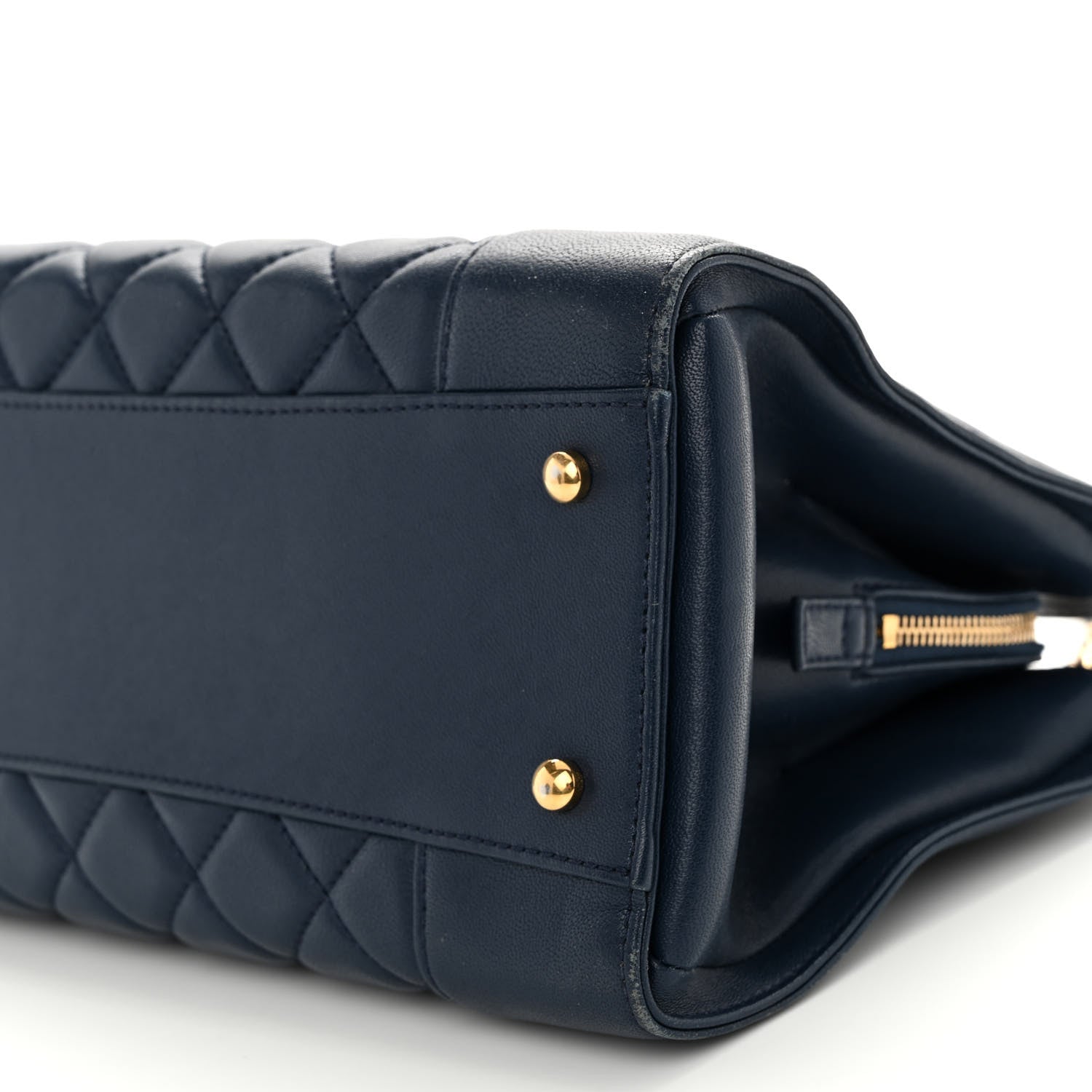 Chanel Sheepskin Quilted Mademoiselle Vintage Shopping Tote Navy 10 of 11