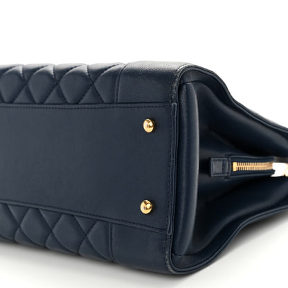 Chanel Sheepskin Quilted Mademoiselle Vintage Shopping Tote Navy 10 of 11