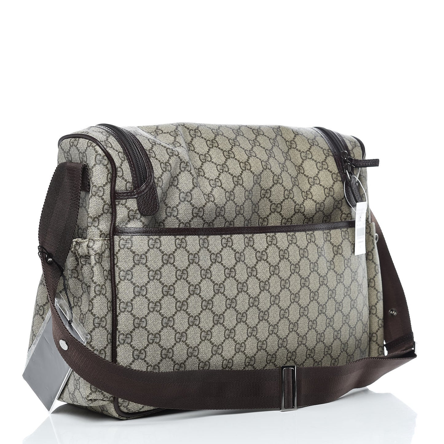 GG Supreme Monogram Selleria Calfskin Large Diaper Bag Beige Ebony Cocoa Dark Chocolate
