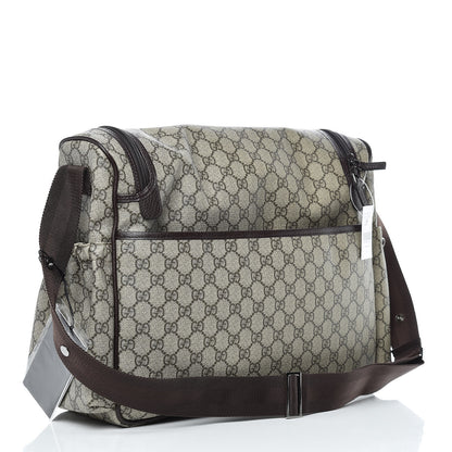 Gucci GG Supreme Monogram Selleria Calfskin Large Diaper Bag Beige Ebony Cocoa Dark Chocolate 3 of 12