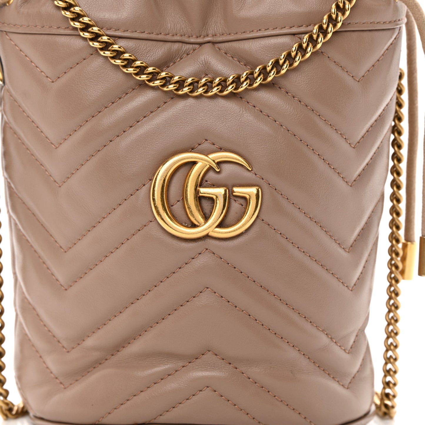 Calfskin Matelasse Mini GG Marmont 2.0 Bucket Bag Porcelain Rose