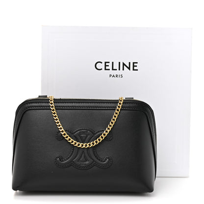 Celine Smooth Calfskin Cuir Triomphe Clutch on Chain Black 11 of 11