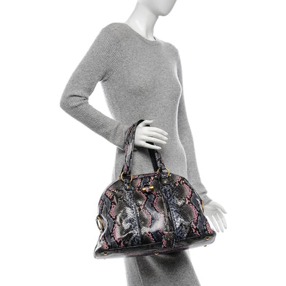 Saint Laurent Python Large Muse Satchel Blue Pink 2 of 8