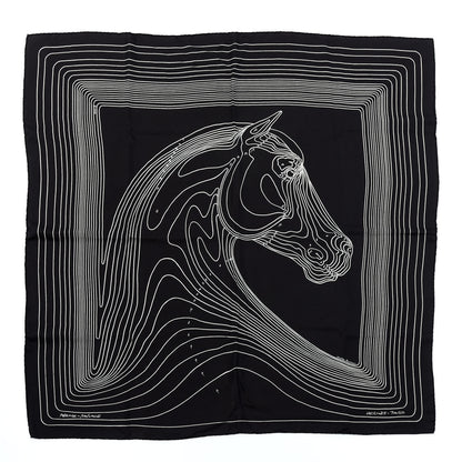 Hermes Silk Pegase Paysage Hermes Scarf 90 Black Beige 1 of 7