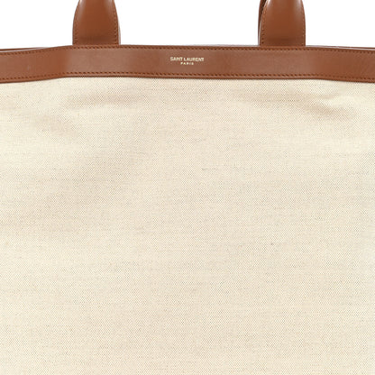 Saint Laurent Calfskin Linen Two Tone Cabas Tote Beige 8 of 10