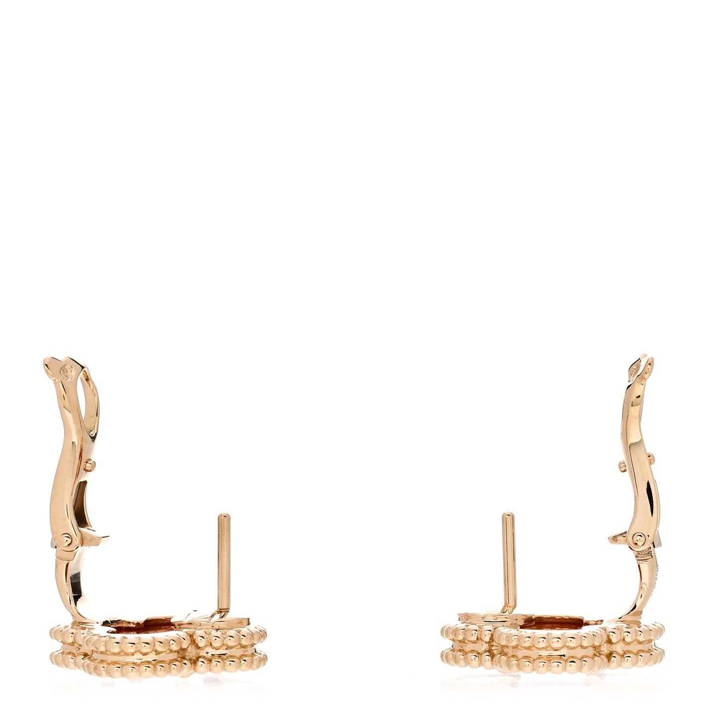 18K Yellow Gold Carnelian Vintage Alhambra Earrings