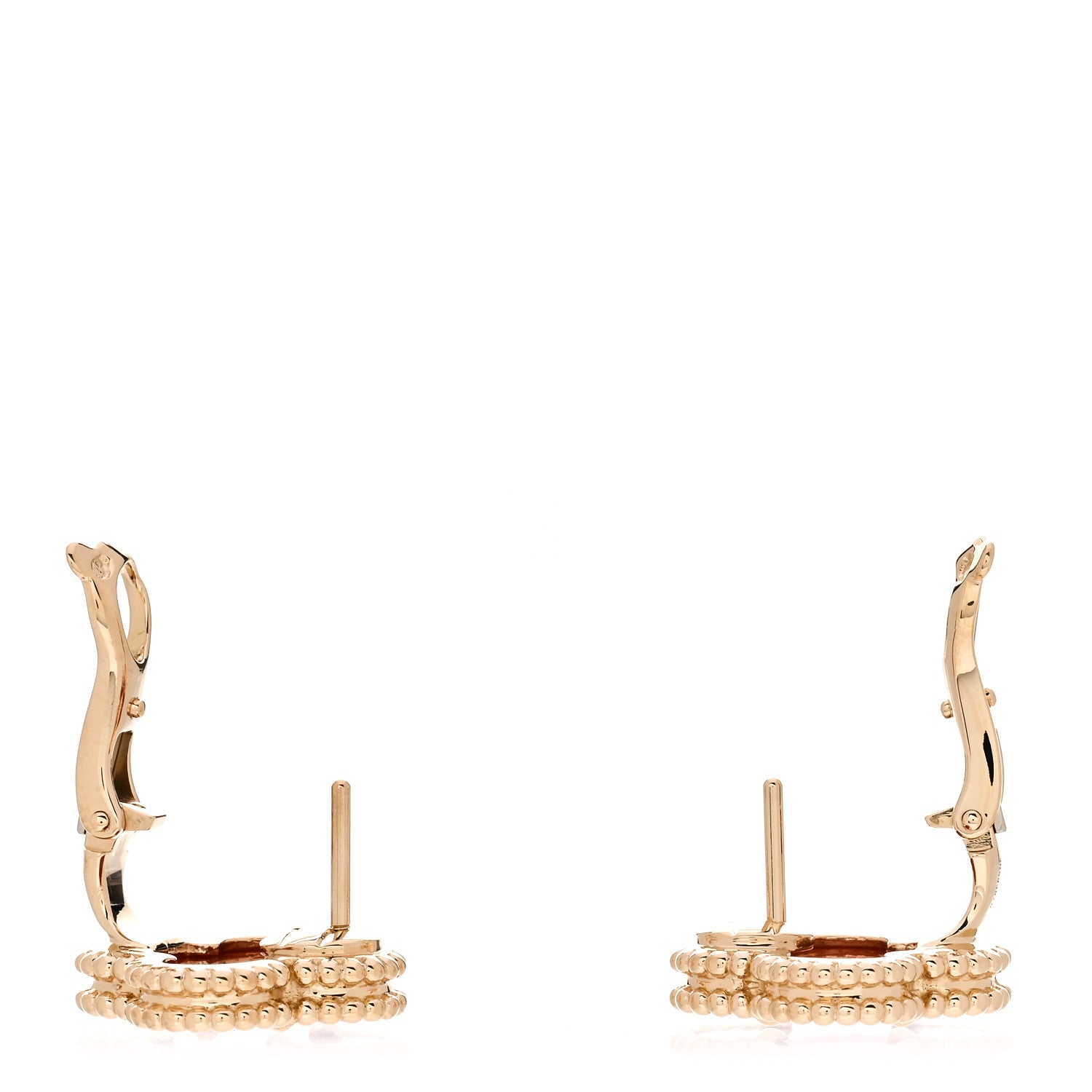 Van Cleef & Arpels 18K Yellow Gold Carnelian Vintage Alhambra Earrings 3 of 5