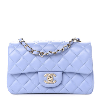 Chanel Lambskin Quilted Mini Rectangular Flap Light Blue 1 of 11