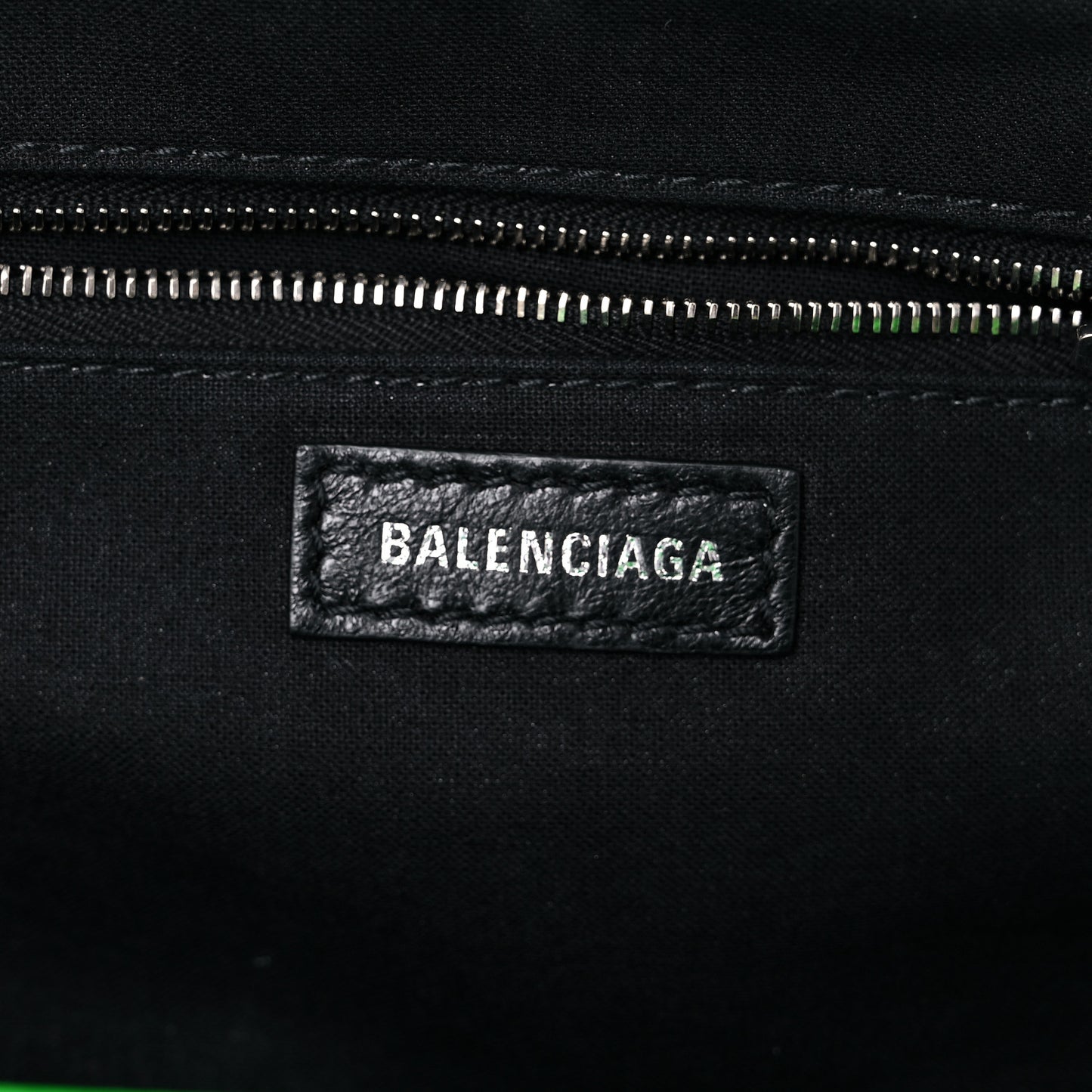 Grained Calfskin Logo Cloud Clutch XS Fluo Green