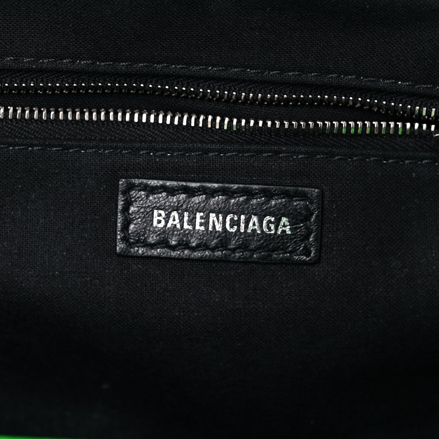Balenciaga Grained Calfskin Logo Cloud Clutch XS Fluo Green 6 of 12