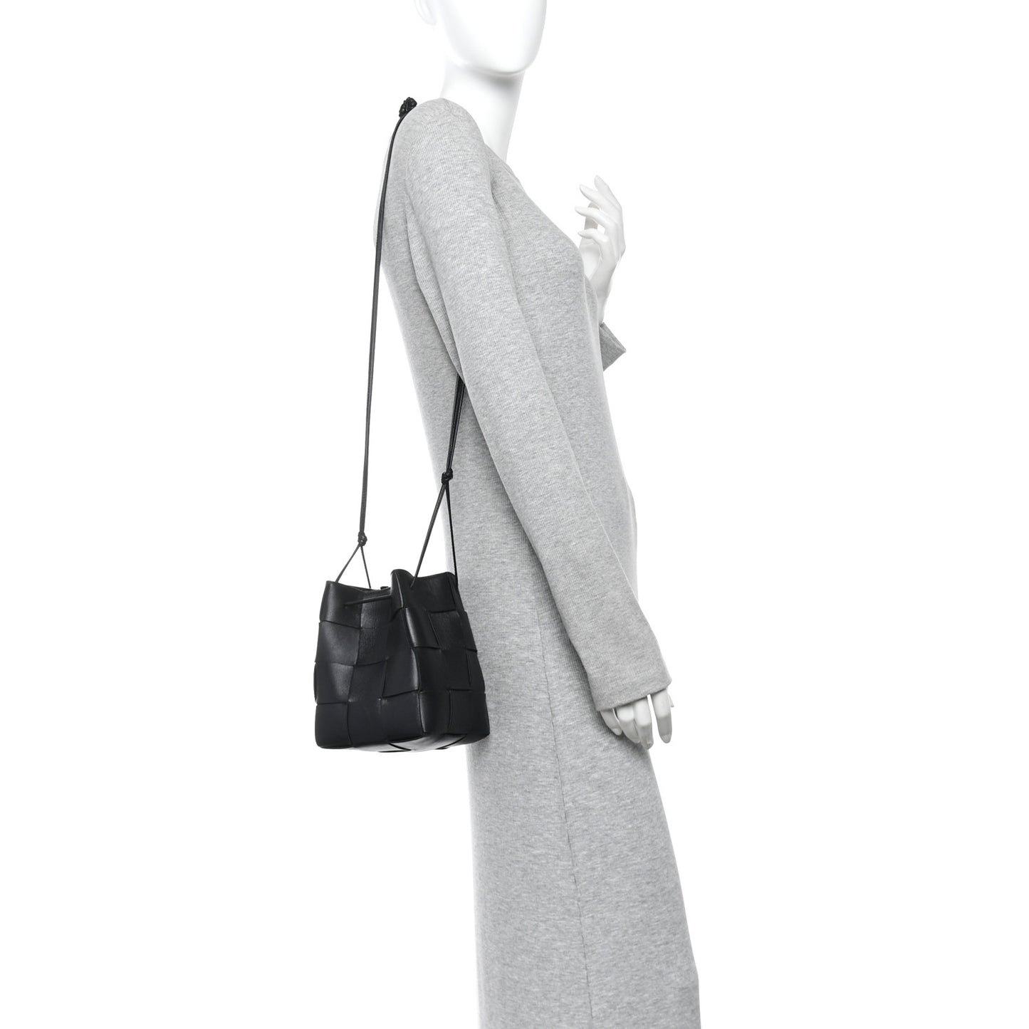 Nappa Maxi Intrecciato Small Cassette Bucket Bag Black