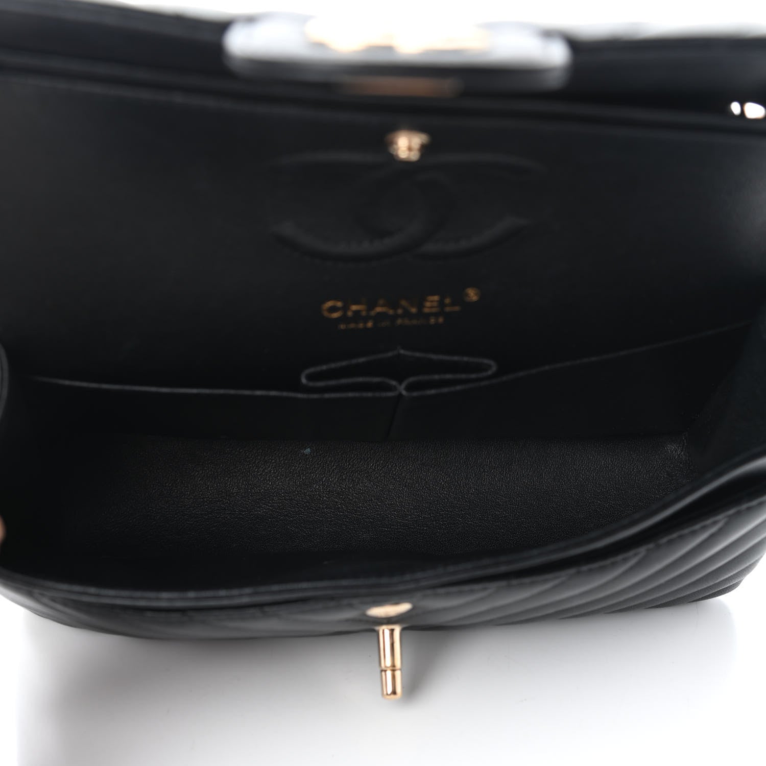 Chanel Lambskin Chevron Quilted Small Double Flap Black 10 of 17