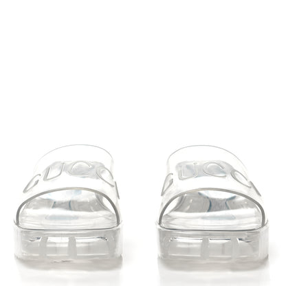 Gucci Rubber Gucci Logo Womens Platform 20/60mm Slide Sandals 39.5 Transparent 2 of 7